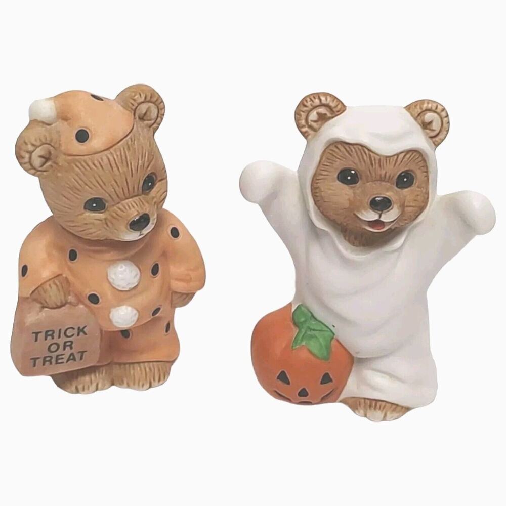 Vintage 1980's Homco Halloween Trick Or Treat Figurine Bear Bundle Homco Collect